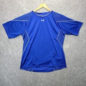 Under‎ Armour Vented Short Sleeve Shirt Mens LARGE Blue Performance Baseball